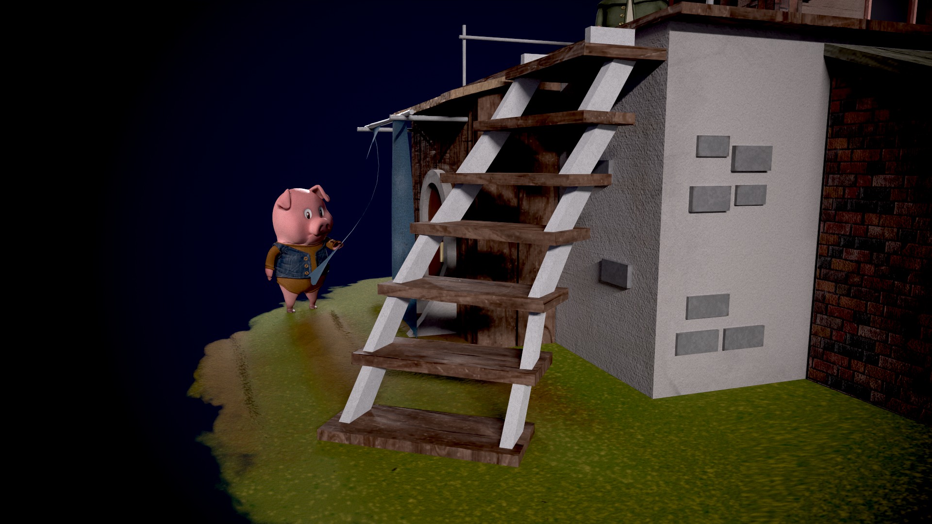 The Three Little Pigs - Fairy Tale Low-poly 3D model_5