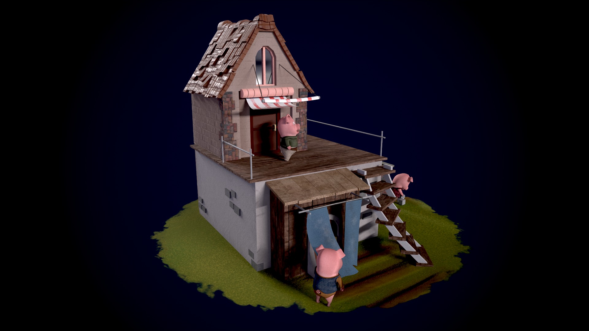 The Three Little Pigs - Fairy Tale Low-poly 3D model_3