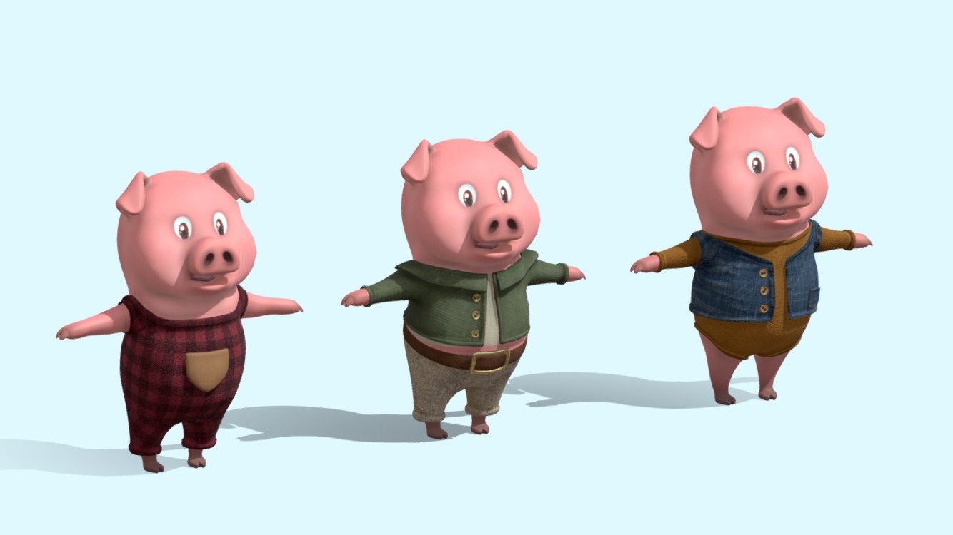 The Three Little Pigs - Fairy Tale Low-poly 3D model_7