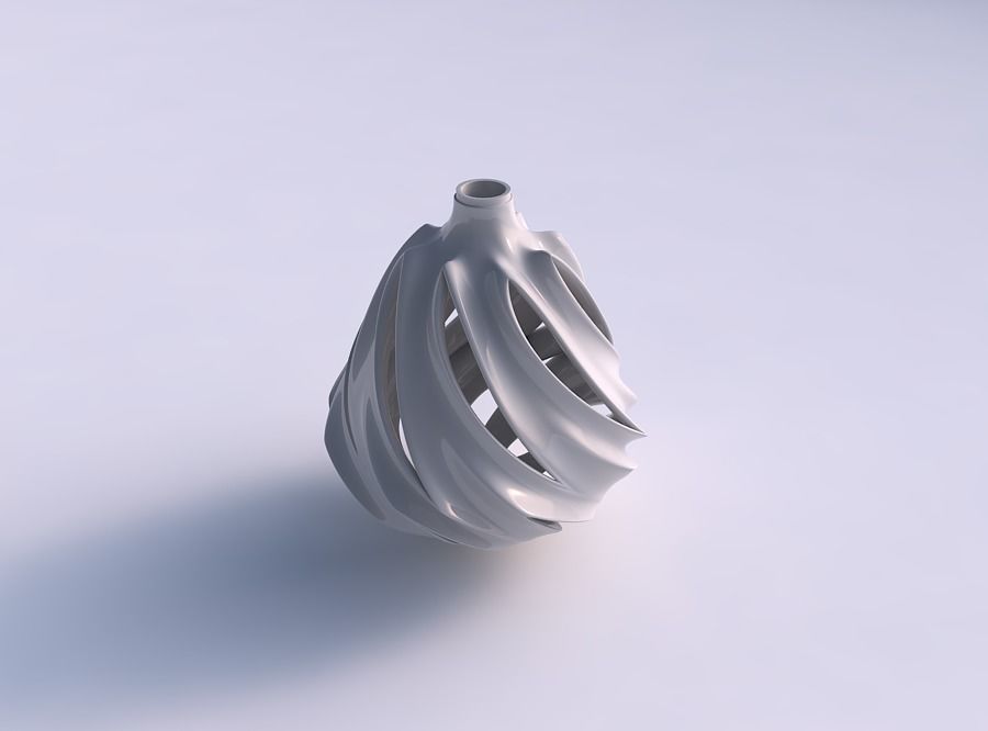 Vase spherical compressed with smooth cuts and extruded neck ... 3D print model_0