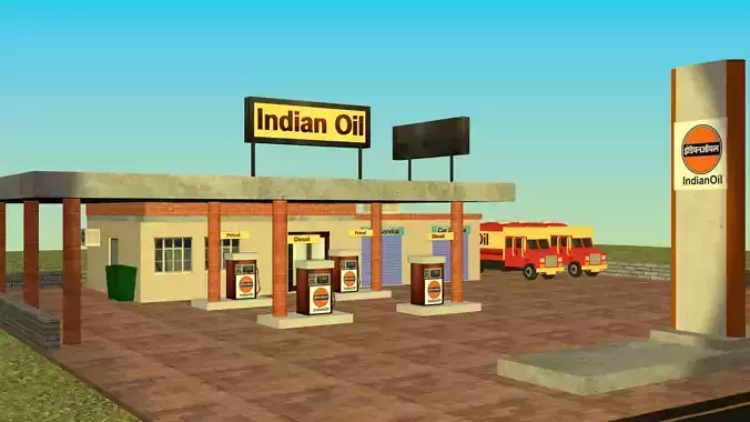 Indian Petrol Pump 3D Model 3D model
