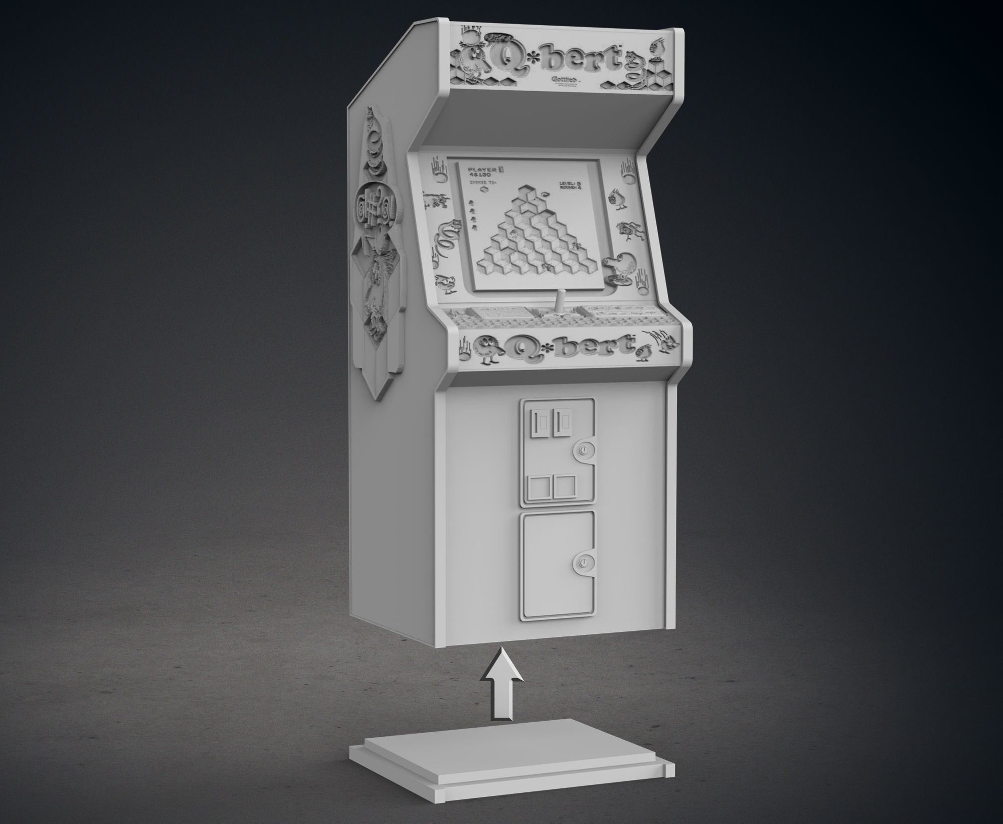 Qbert Arcade Cabinet with Lithophane 3D print model_11