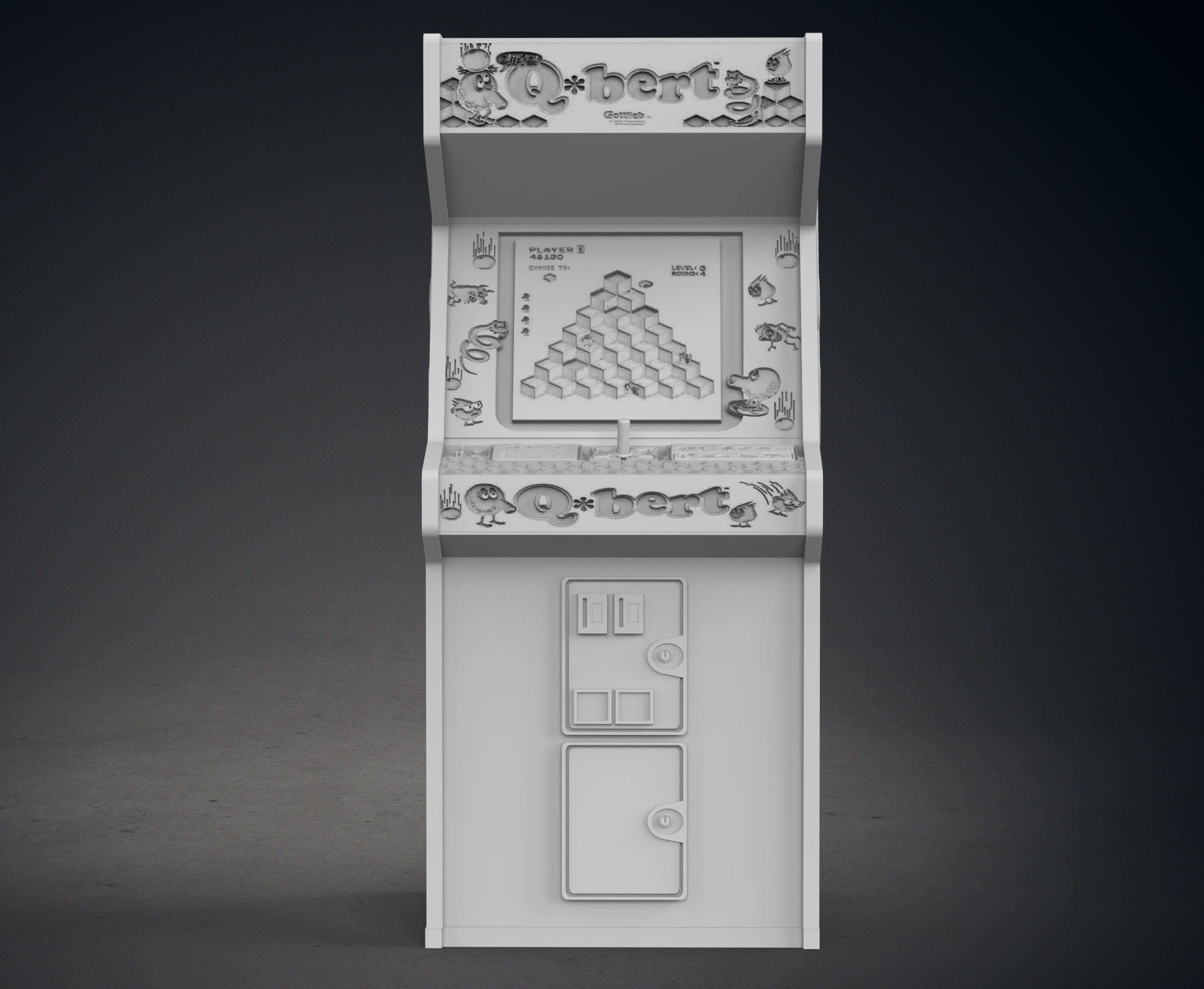 Qbert Arcade Cabinet with Lithophane 3D print model_2