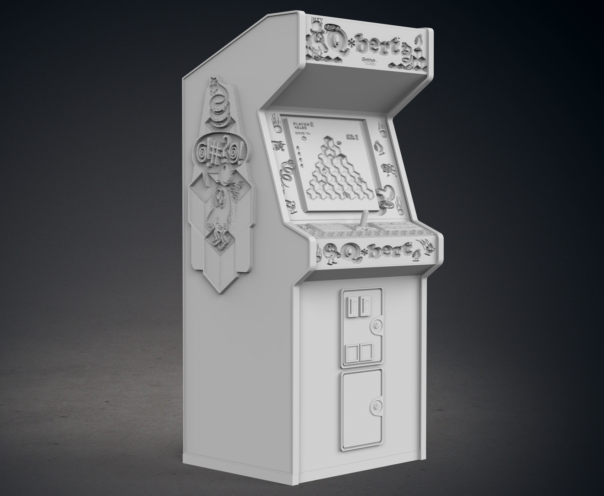 Qbert Arcade Cabinet with Lithophane 3D print model_9