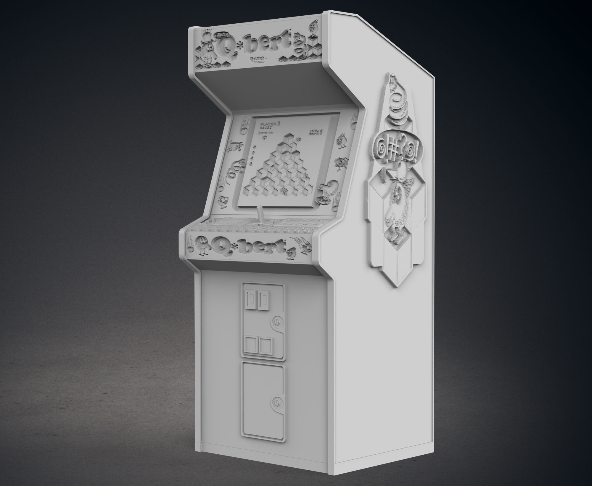 Qbert Arcade Cabinet with Lithophane 3D print model_3