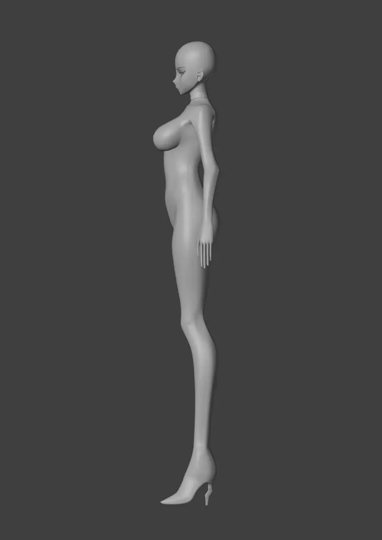 Anime Girl Base Mesh Low-poly 3D model_10