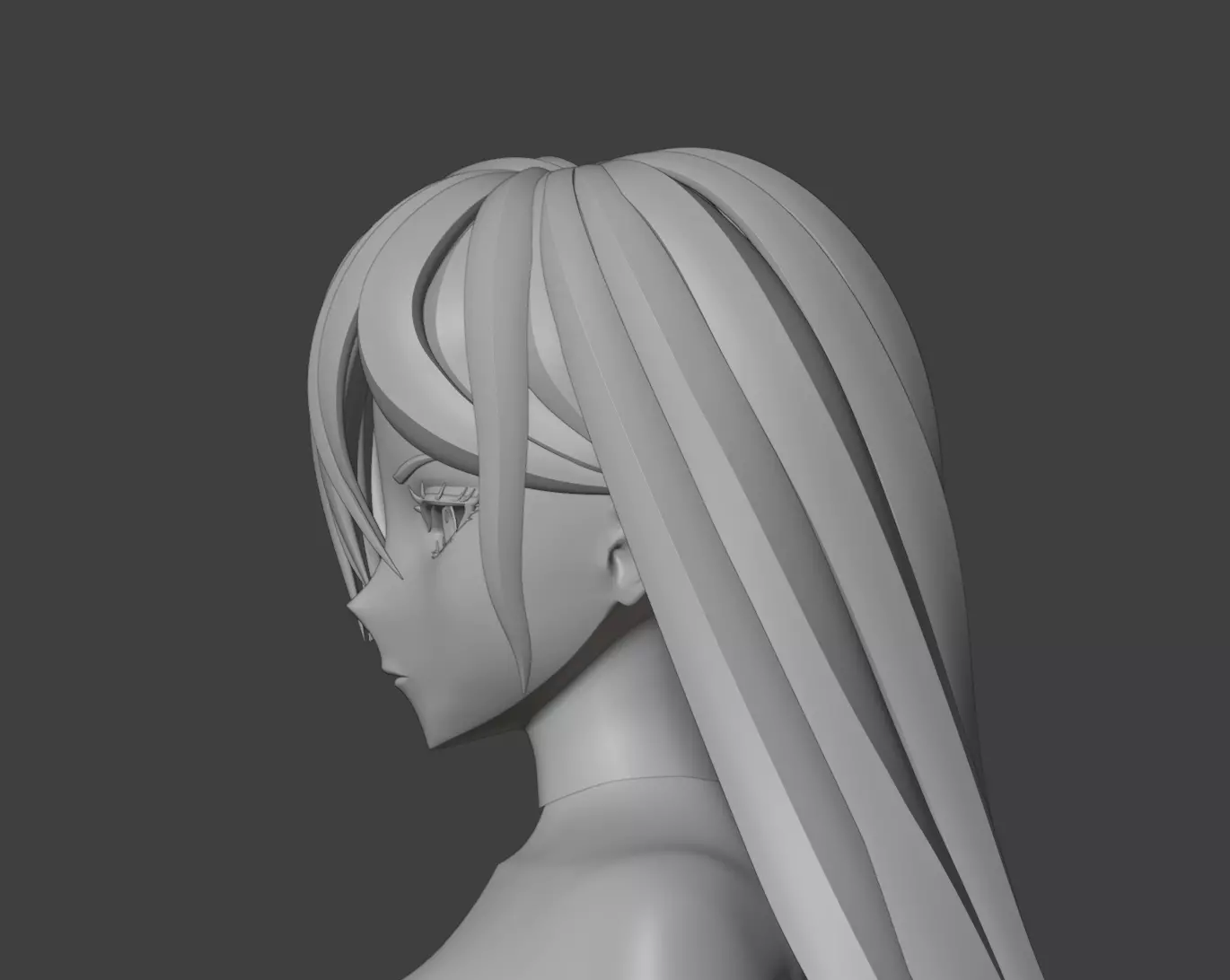 Anime Girl Base Mesh Low-poly 3D model_2