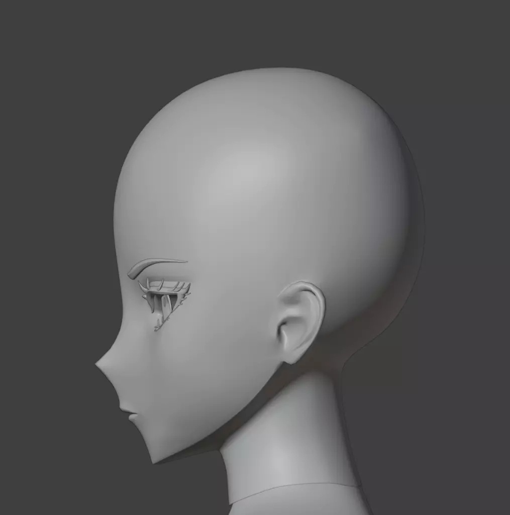 Anime Girl Base Mesh Low-poly 3D model_13