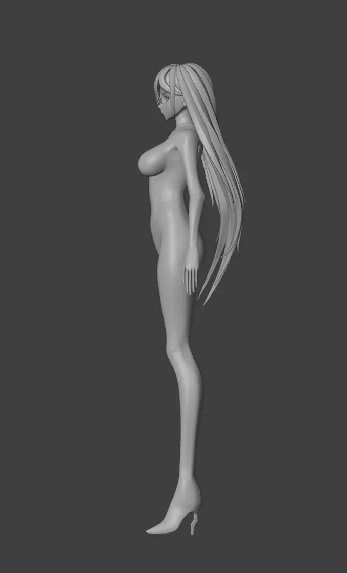 Anime Girl Base Mesh Low-poly 3D model_7