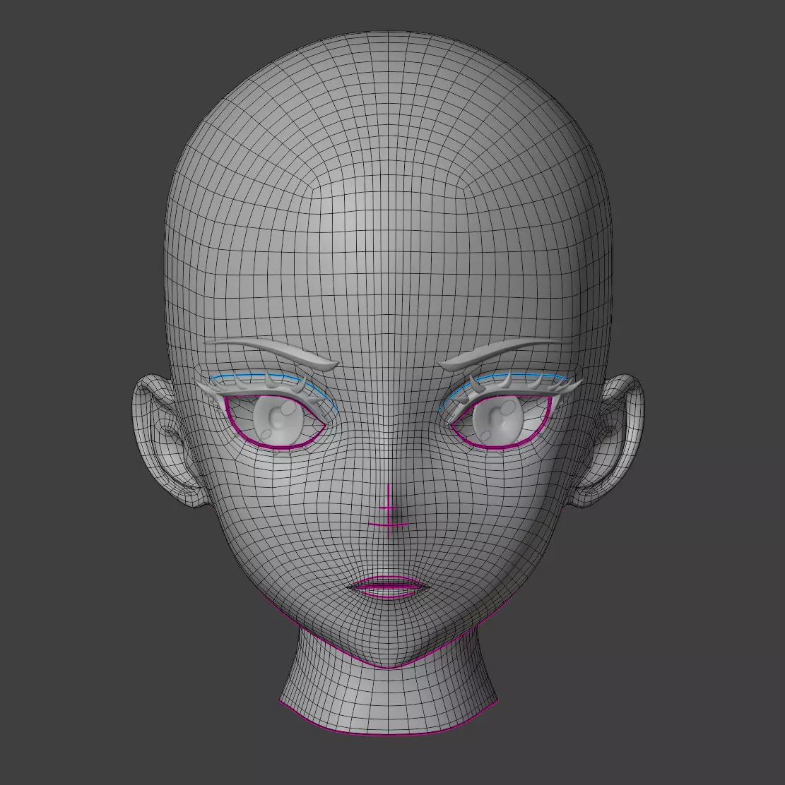 Anime Girl Base Mesh Low-poly 3D model_3