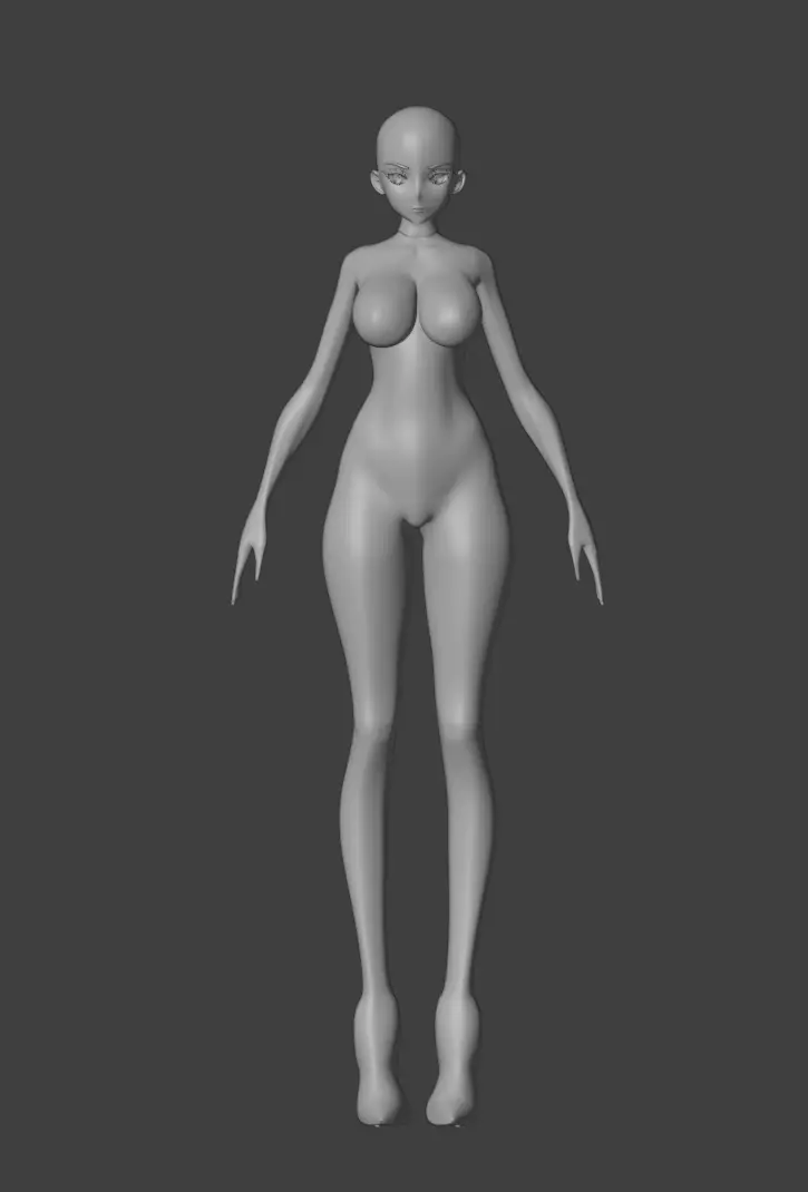 Anime Girl Base Mesh Low-poly 3D model_11
