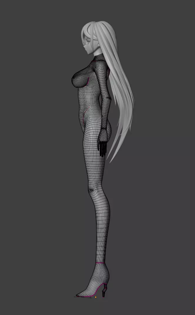 Anime Girl Base Mesh Low-poly 3D model_6