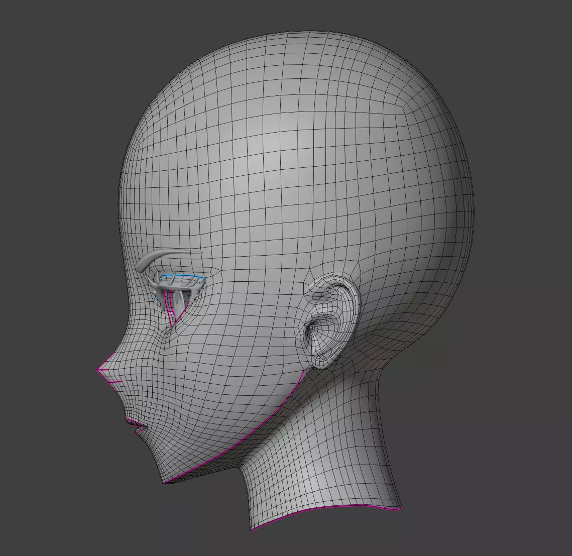 Anime Girl Base Mesh Low-poly 3D model_4