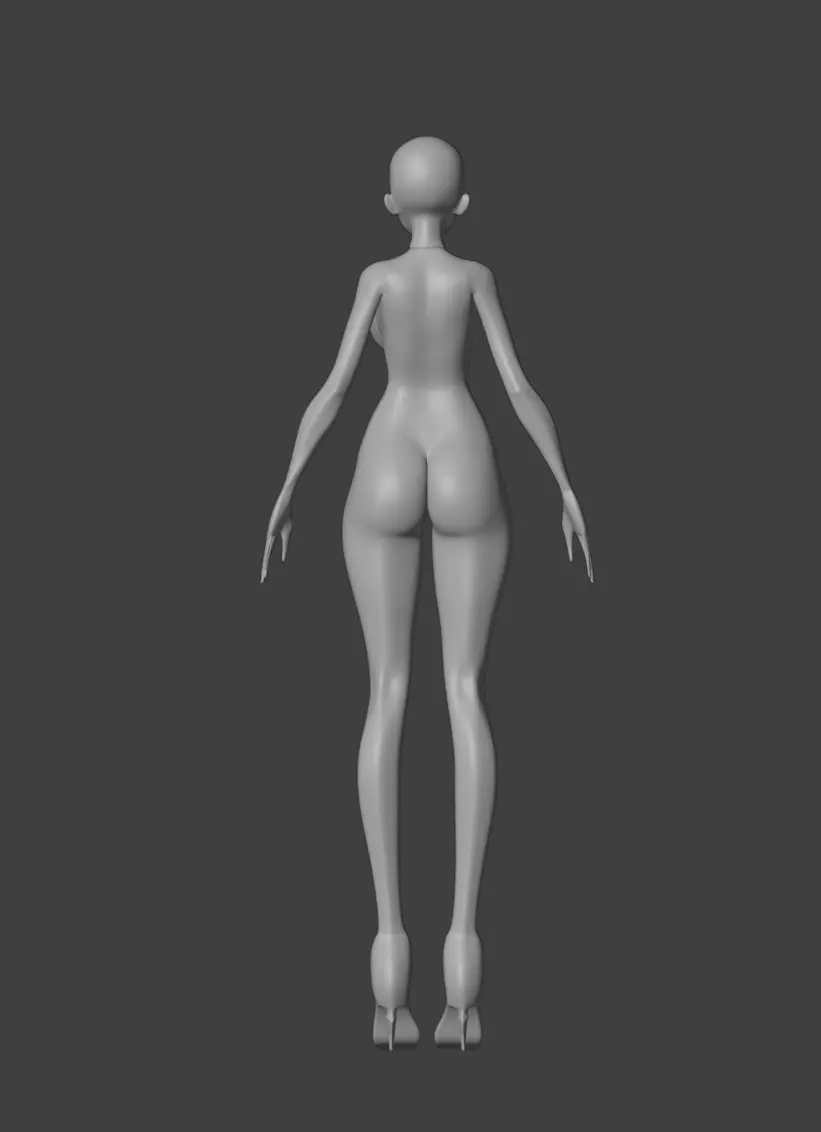 Anime Girl Base Mesh Low-poly 3D model_9