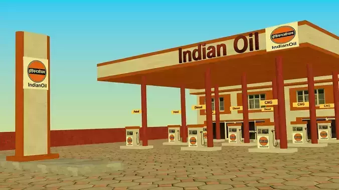 Indian City Petrol Pump 3D Model