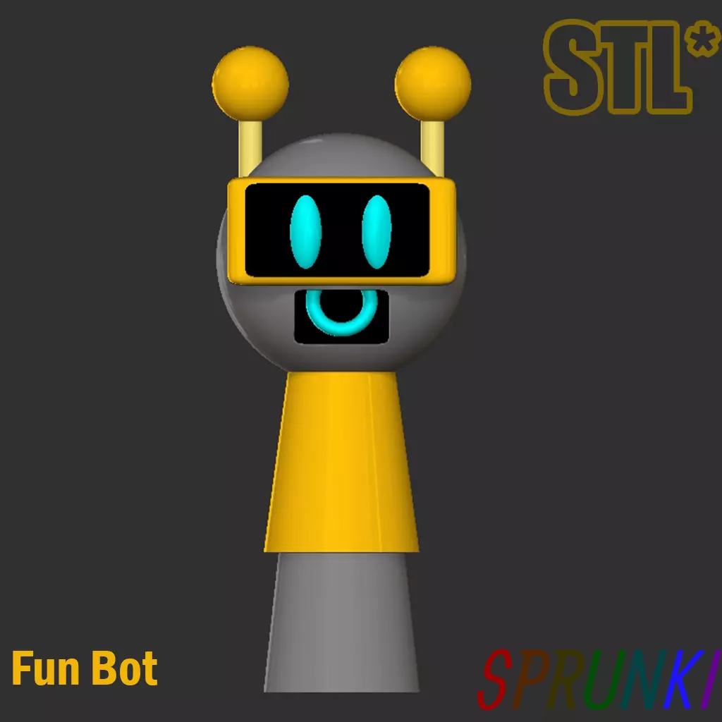 Sprunki Incredibox Fun Bot STL 3D Character Fanart 3D print model_0