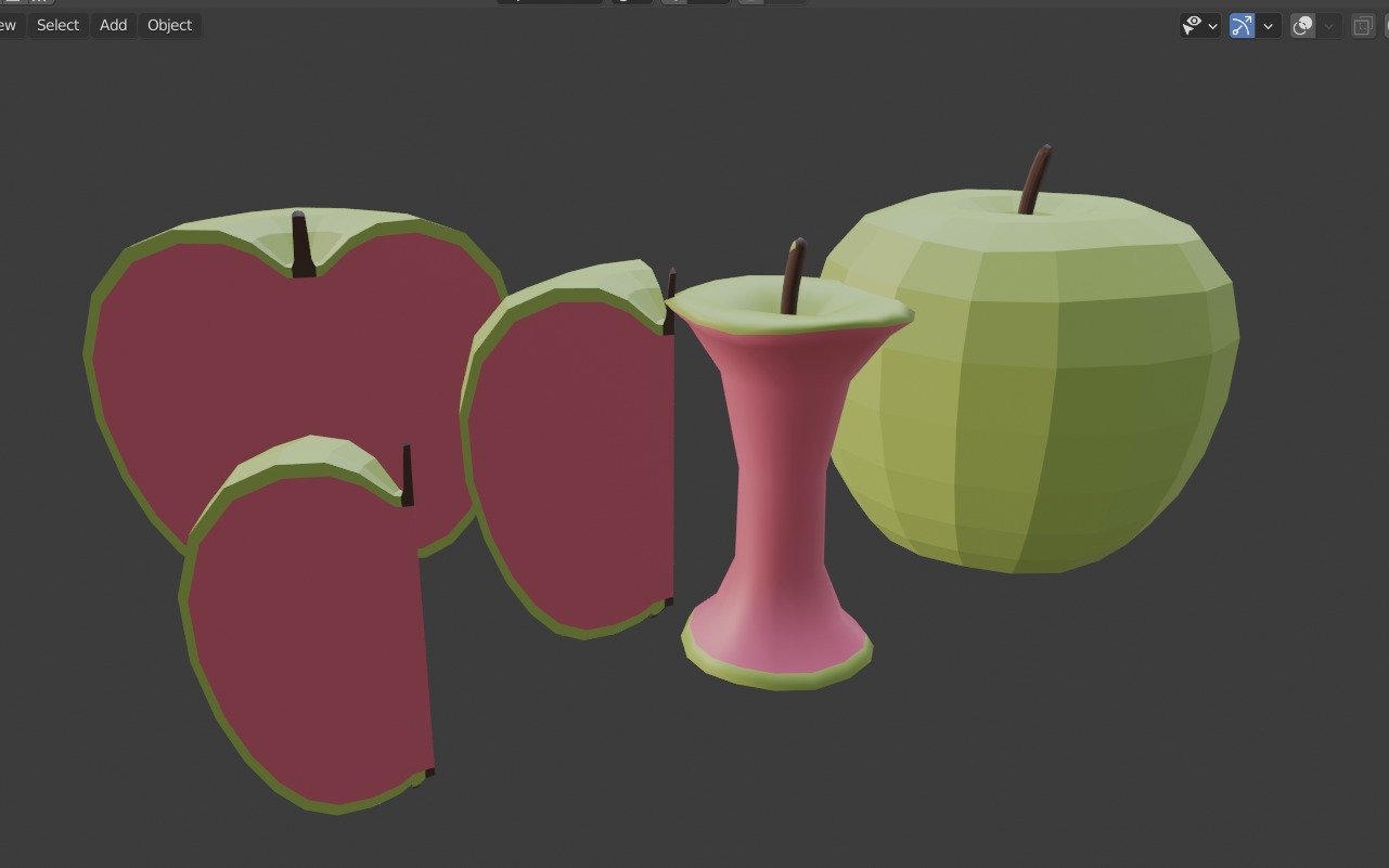 lowpoly apples 3D model_3