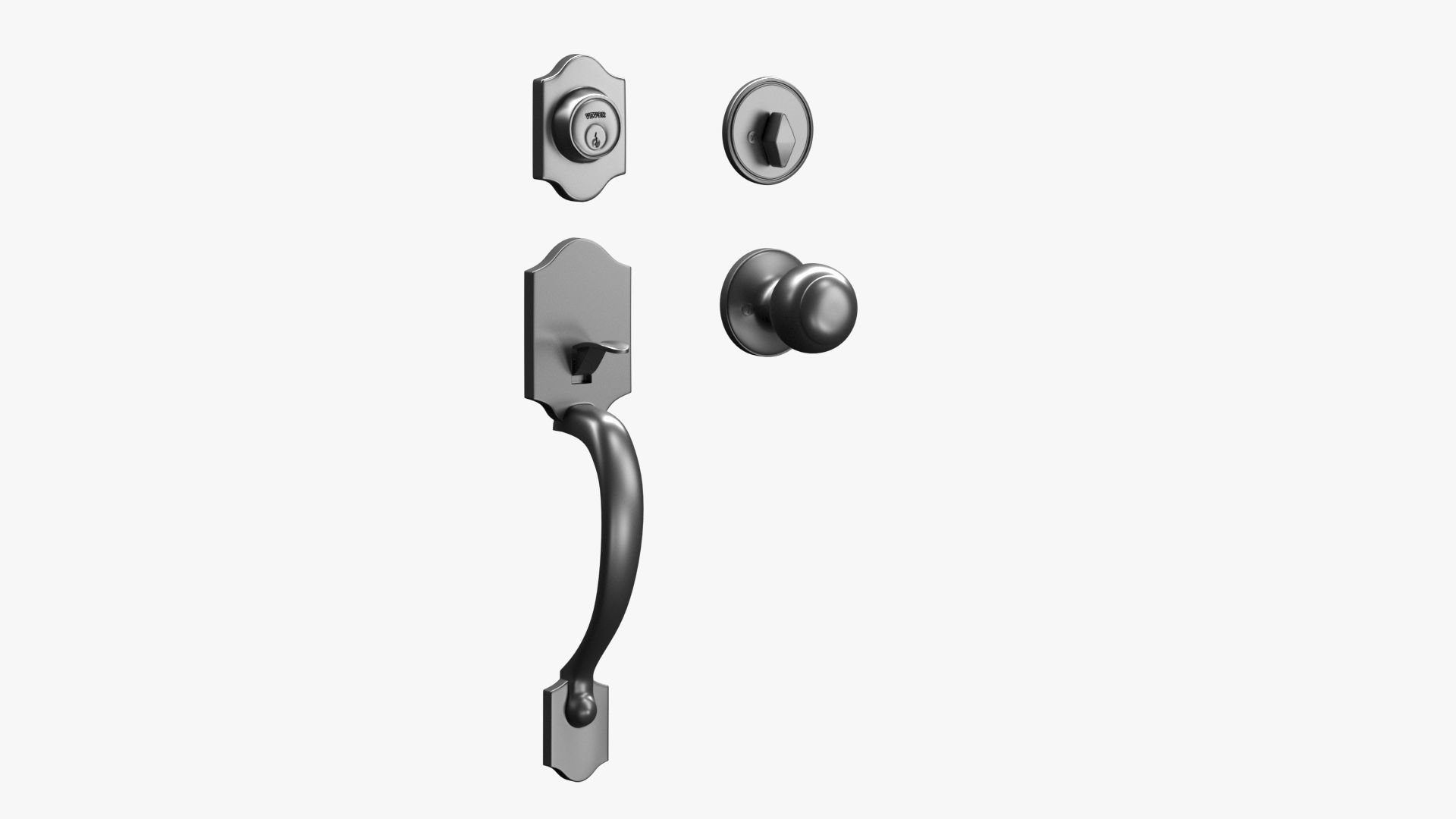 Door Handle and Deadbolt Set Free 3D model_3