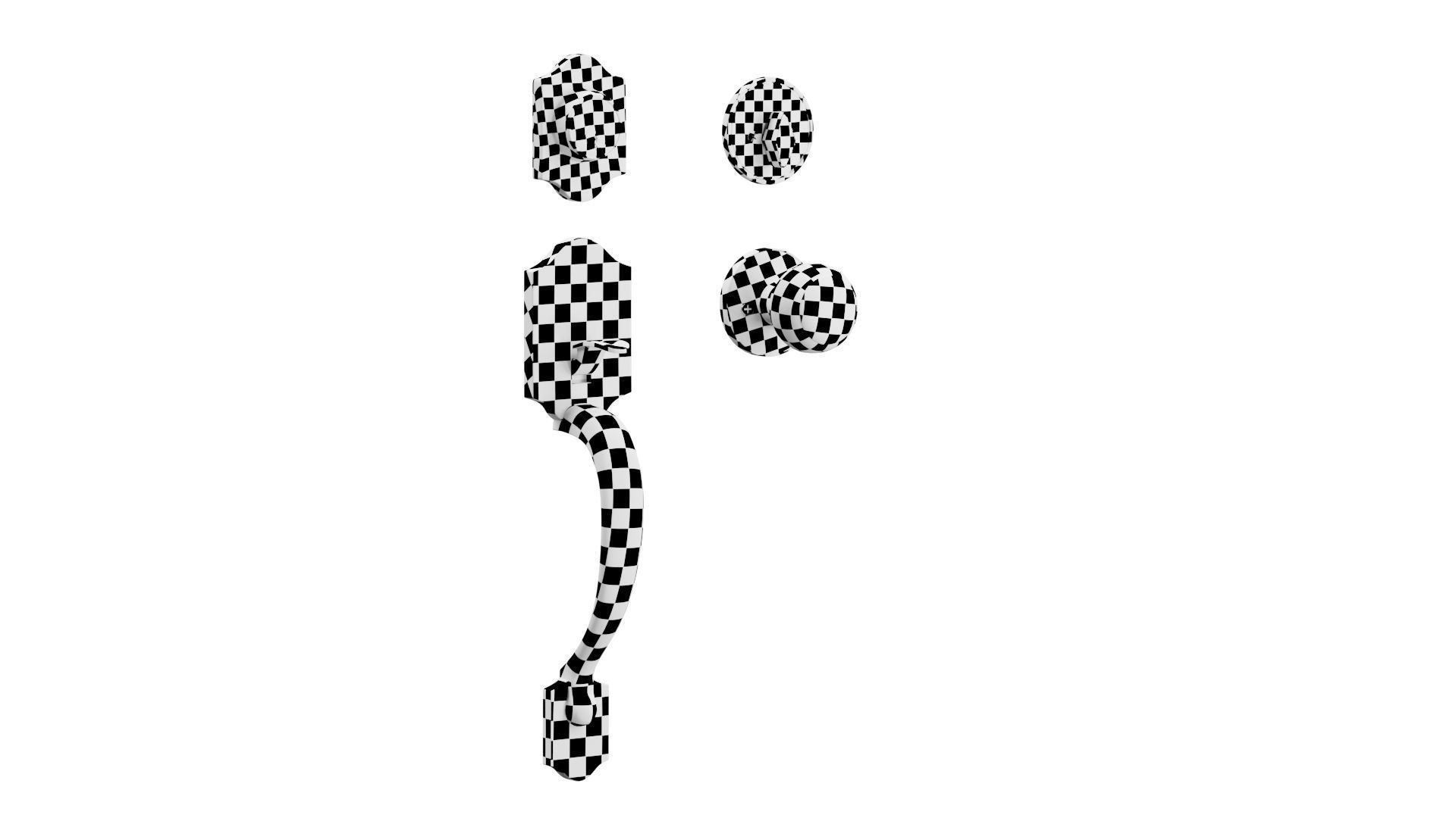 Door Handle and Deadbolt Set Free 3D model_4