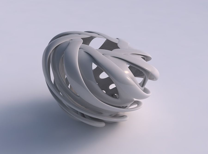 Vase spherical compressed double twisted with collapsed top squeezed with streched top corner