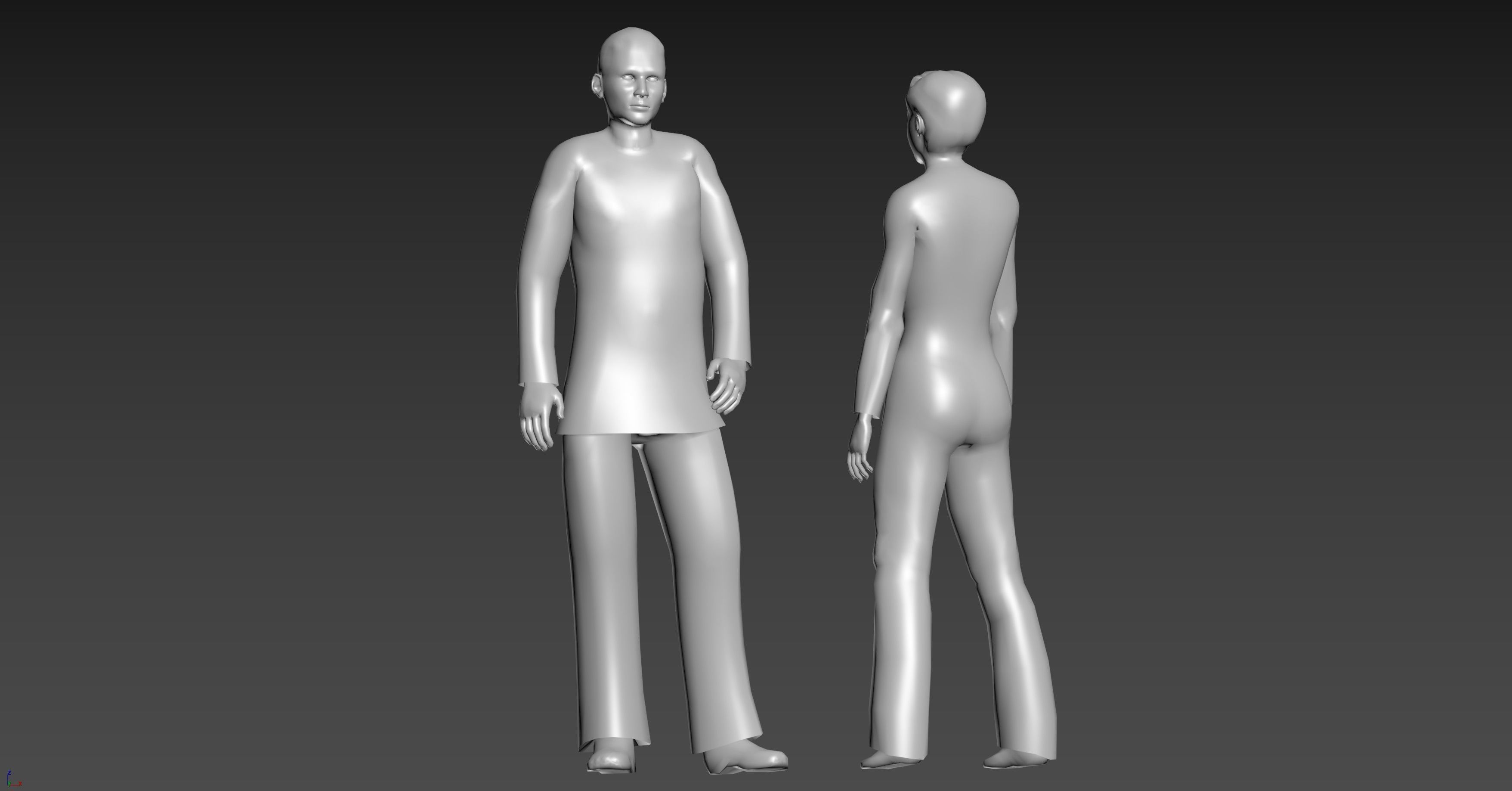 Couple - Female and Male Character - Animated Low-poly 3D model_6