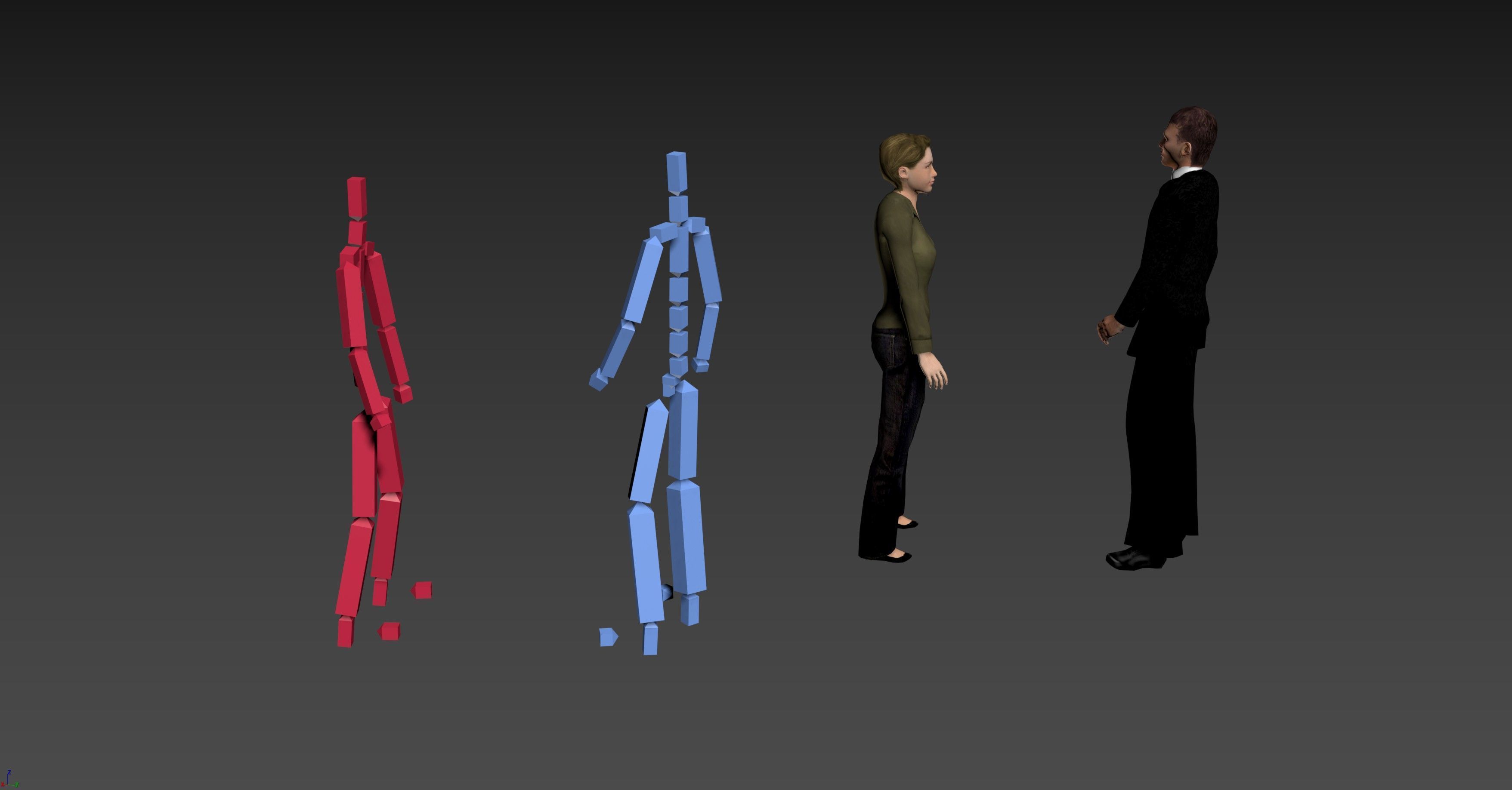 Couple - Female and Male Character - Animated Low-poly 3D model_3
