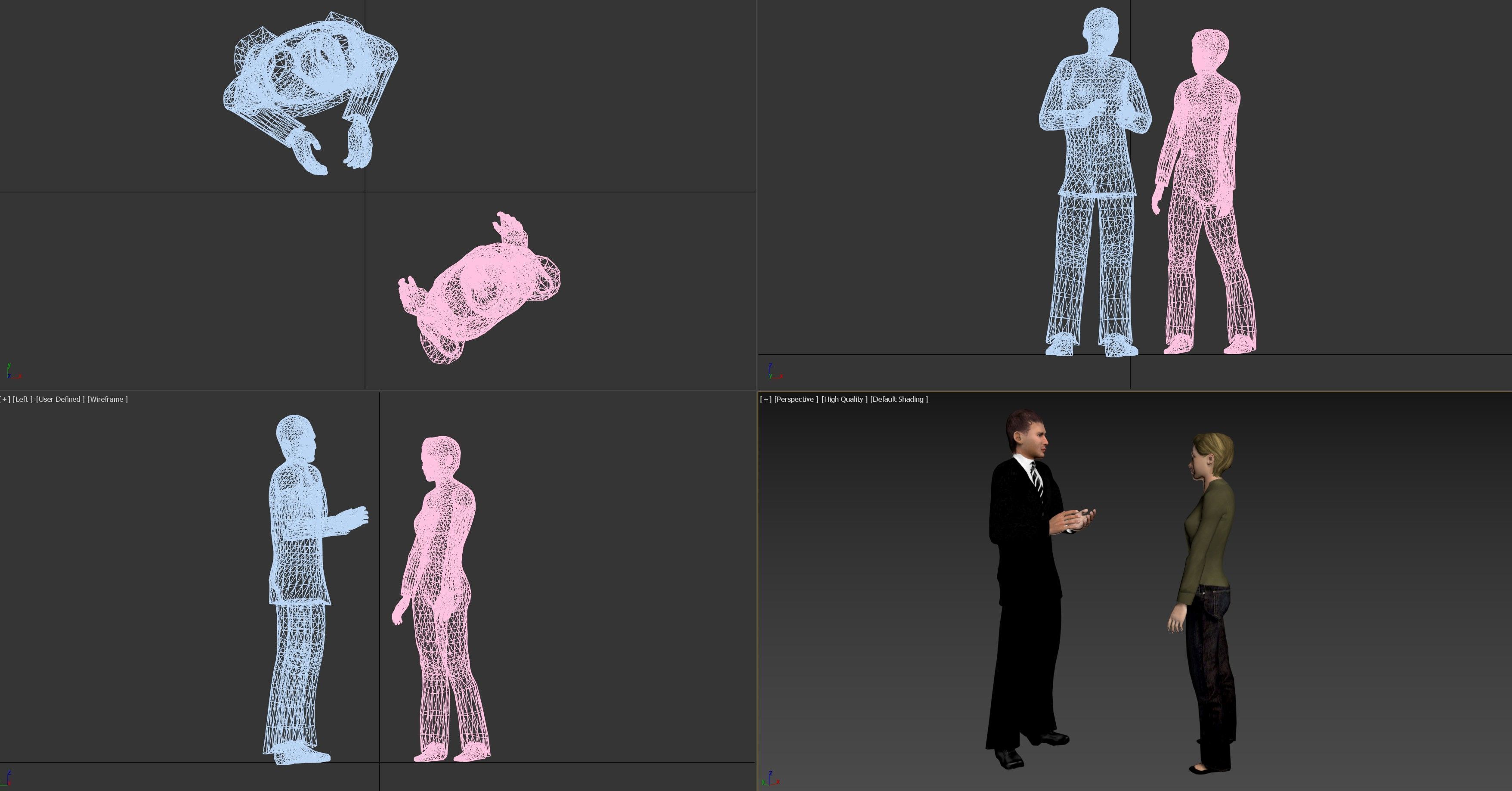 Couple - Female and Male Character - Animated Low-poly 3D model_2