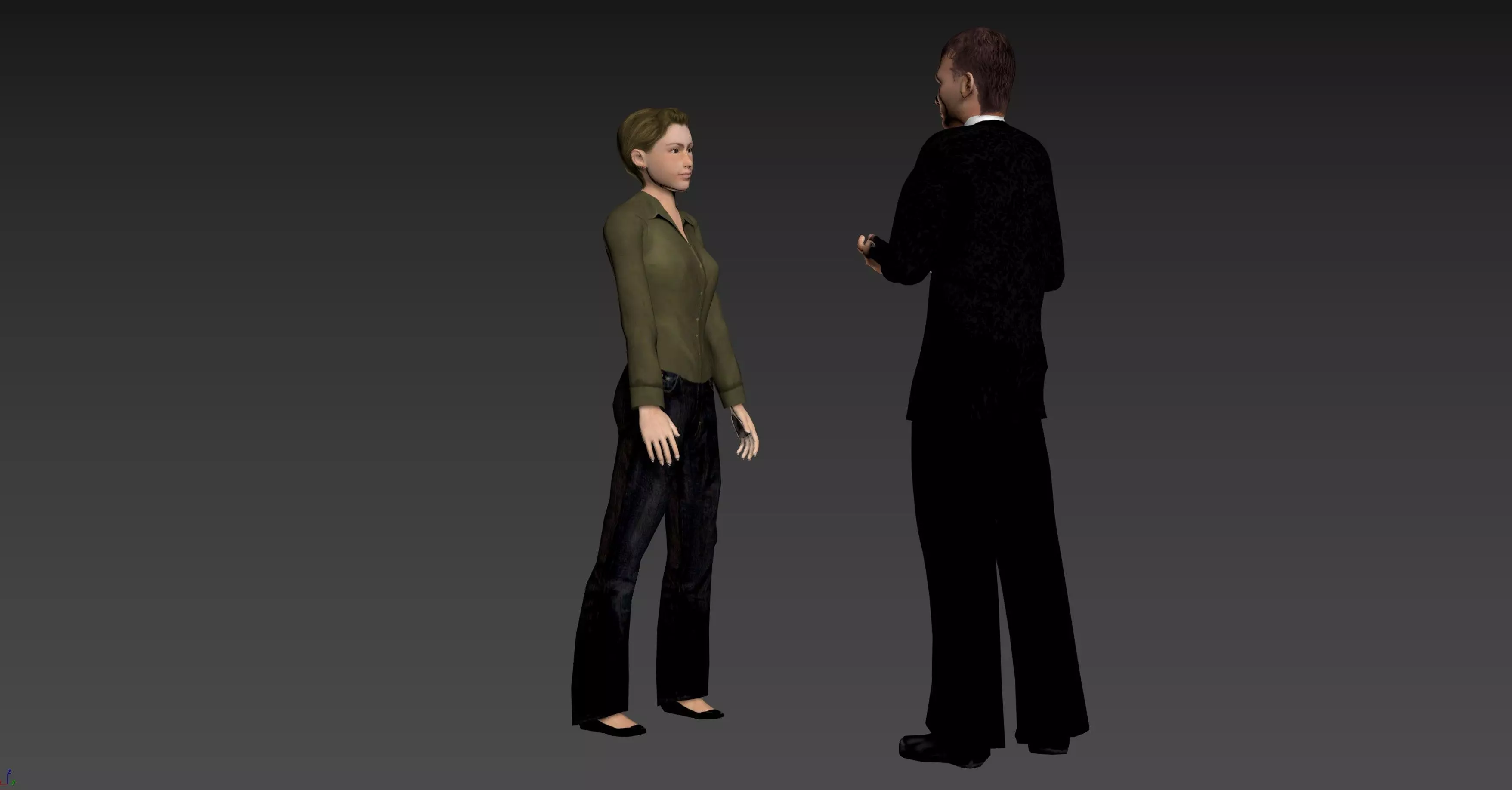 Couple - Female and Male Character - Animated Low-poly 3D model_0