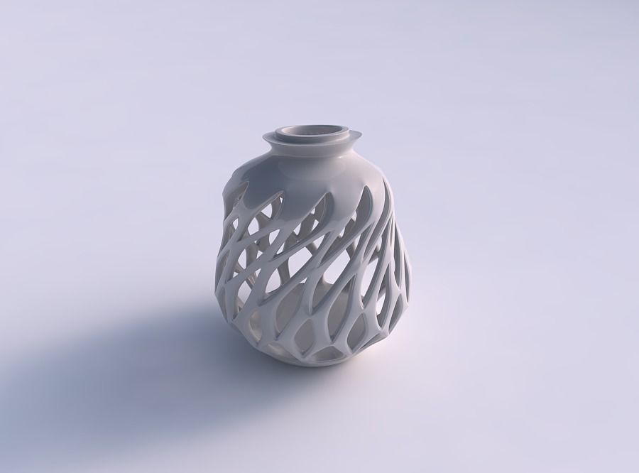 Vase spherical with smooth beveled cuts and extruded top ecce... 3D print model_0