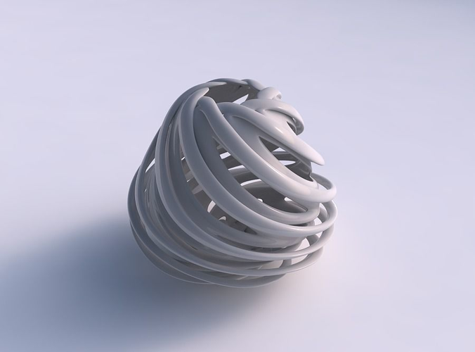 Vase spherical compressed double twisted with collapsed top wide middle