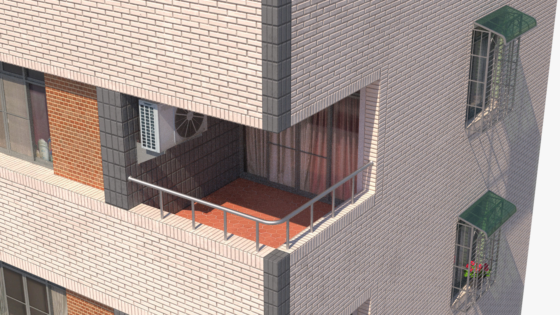 Taiwanese Building 13 Low-poly 3D model_10