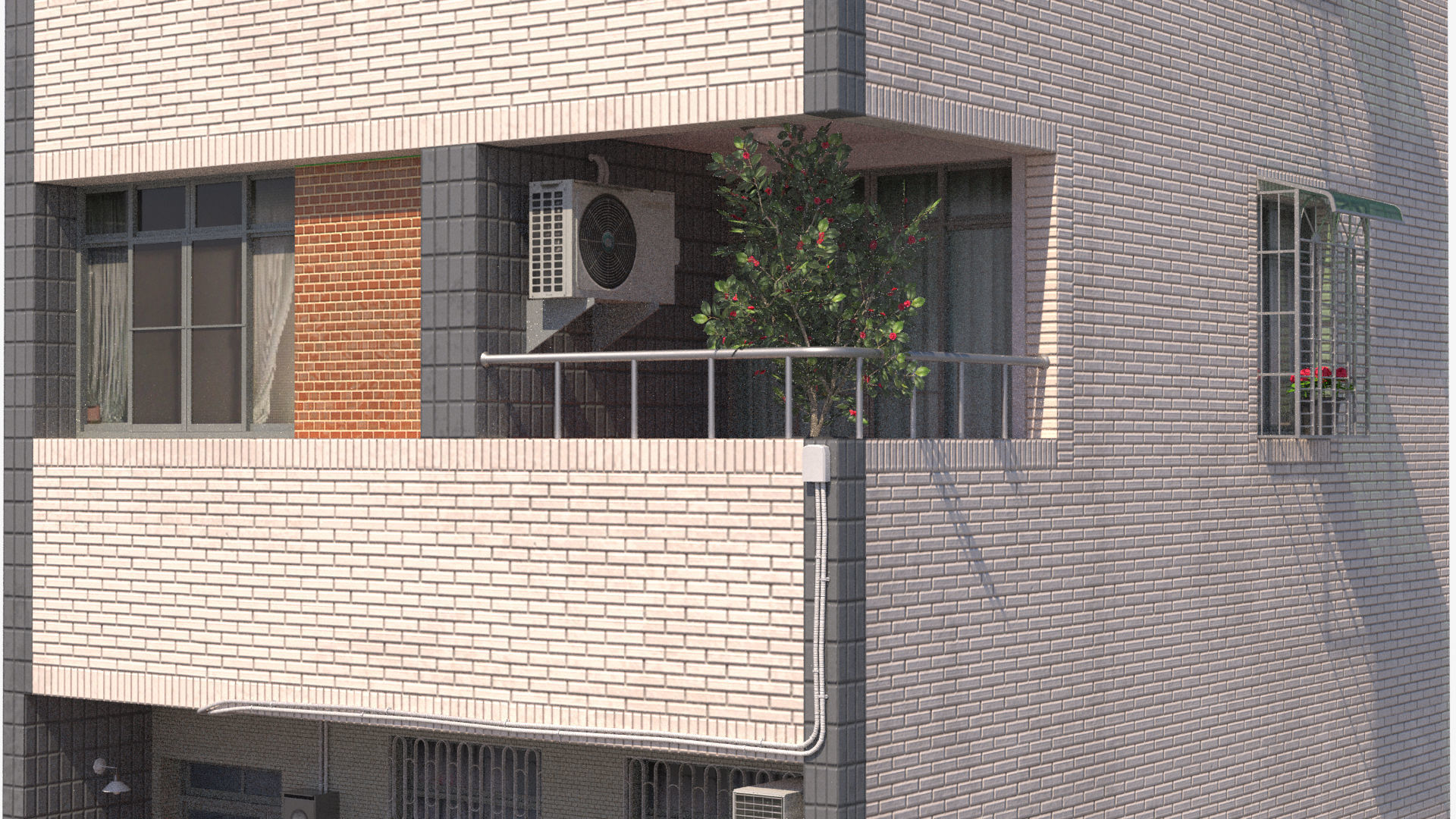 Taiwanese Building 13 Low-poly 3D model_7
