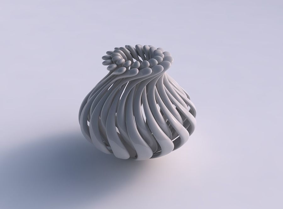 Vase small curved twisted with muscle structure and soft tips... 3D print model_0