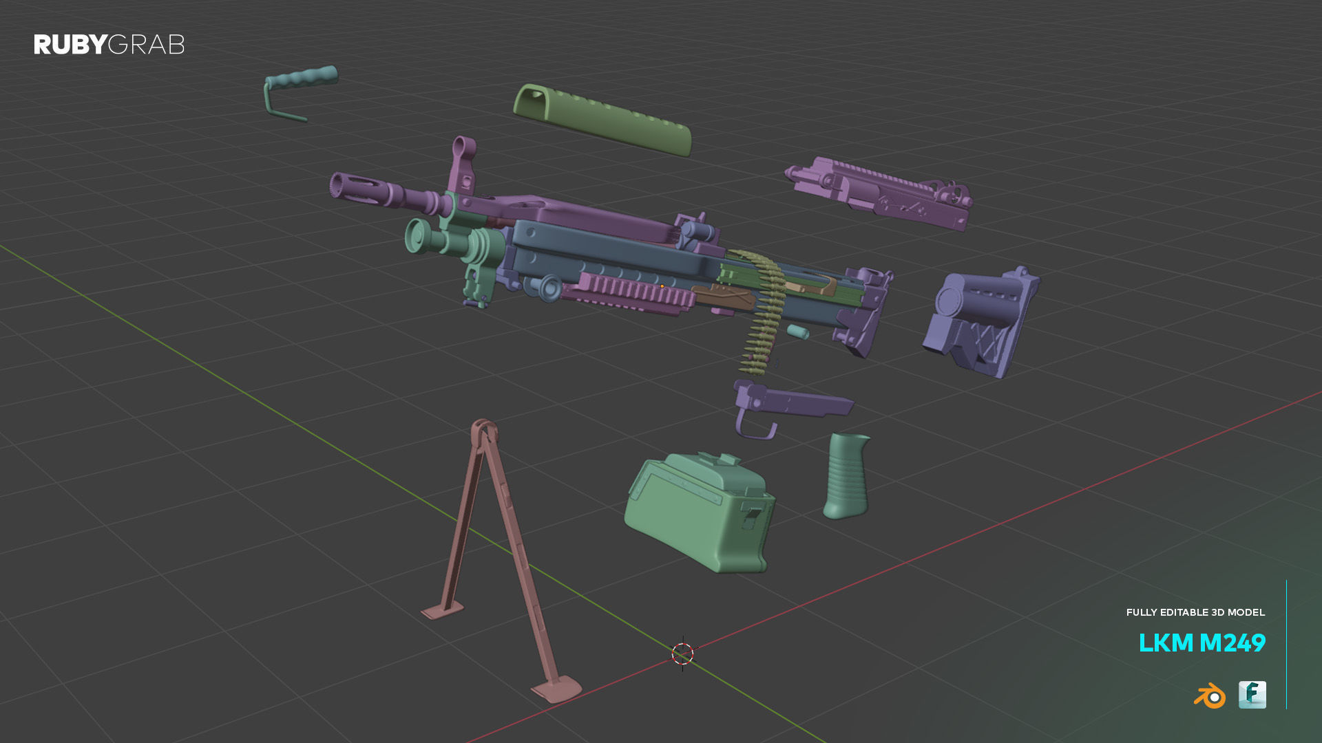LKM M249 Machine Gun 3D model_2