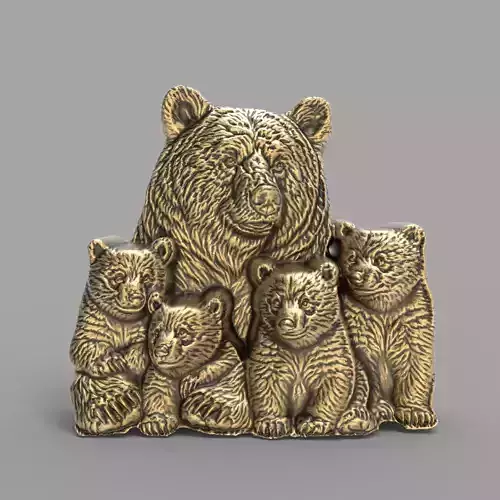 bear family cnc baserelife  3D print model