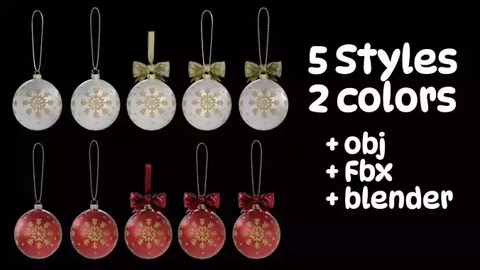 Christmas ornaments style1 3D model