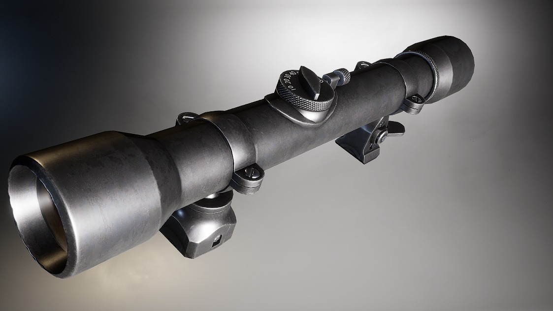 AAA Karabiner-98 Sniper Scope with mount Game Ready PBR Low-poly 3D model_1