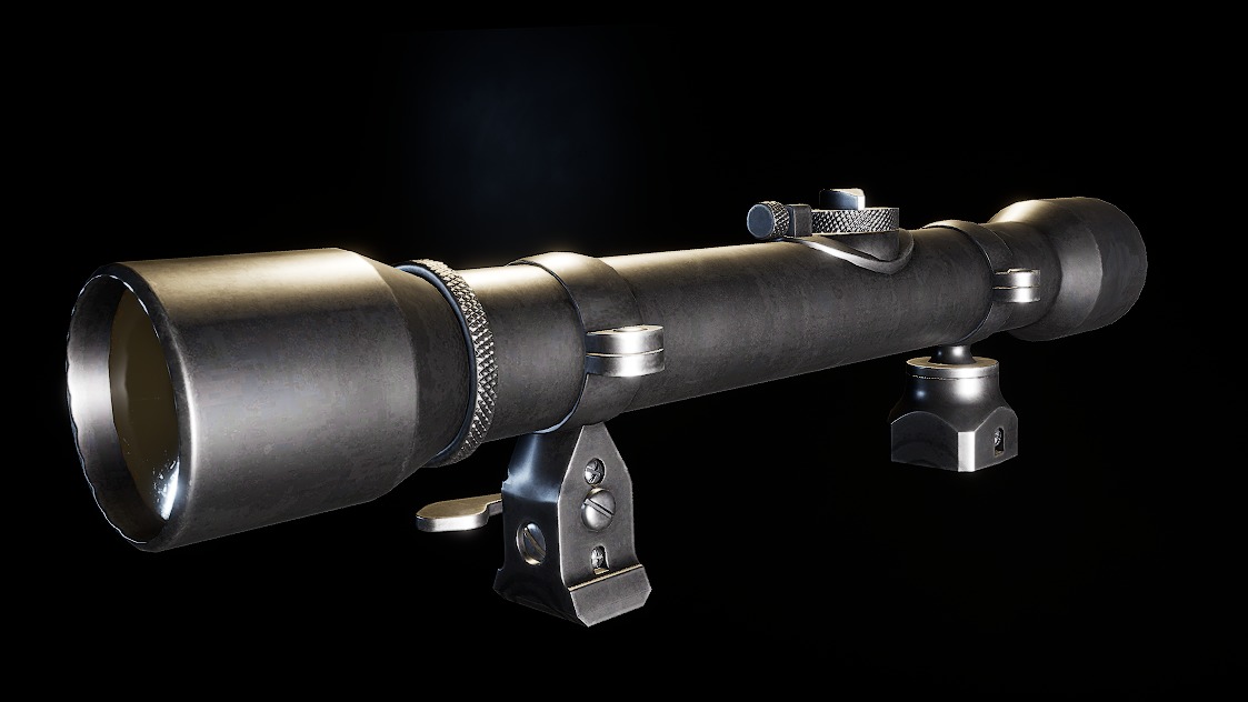 AAA Karabiner-98 Sniper Scope with mount Game Ready PBR Low-poly 3D model_4