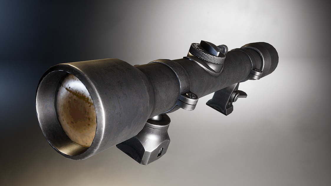 AAA Karabiner-98 Sniper Scope with mount Game Ready PBR Low-poly 3D model_2