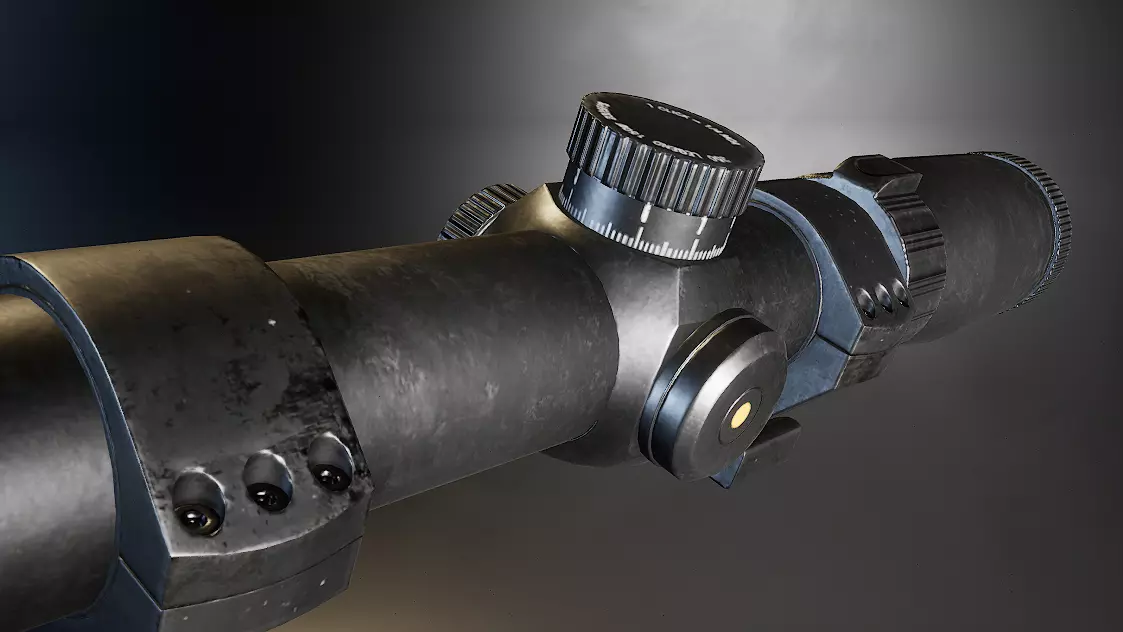 AAA Karabiner-98 Sniper Scope with mount Game Ready PBR Low-poly 3D model_0