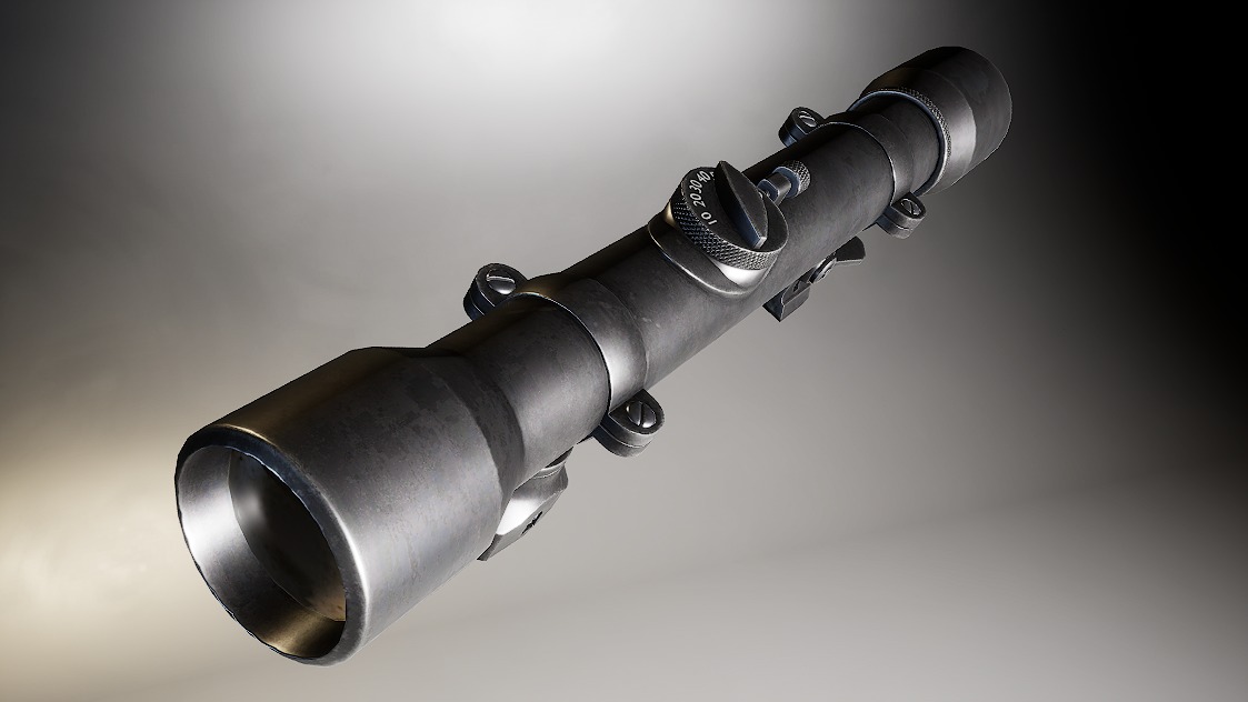 AAA Karabiner-98 Sniper Scope with mount Game Ready PBR Low-poly 3D model_7