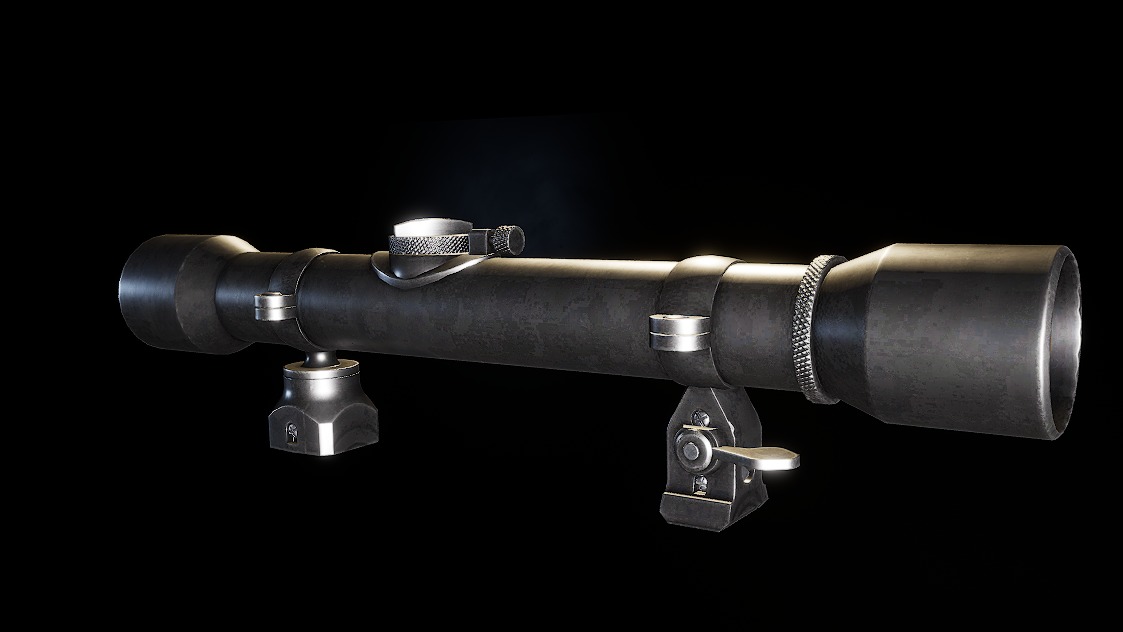 AAA Karabiner-98 Sniper Scope with mount Game Ready PBR Low-poly 3D model_5