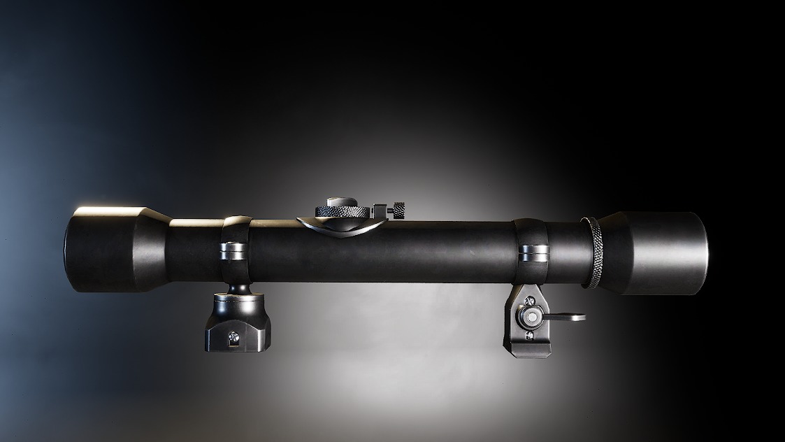 AAA Karabiner-98 Sniper Scope with mount Game Ready PBR Low-poly 3D model_11