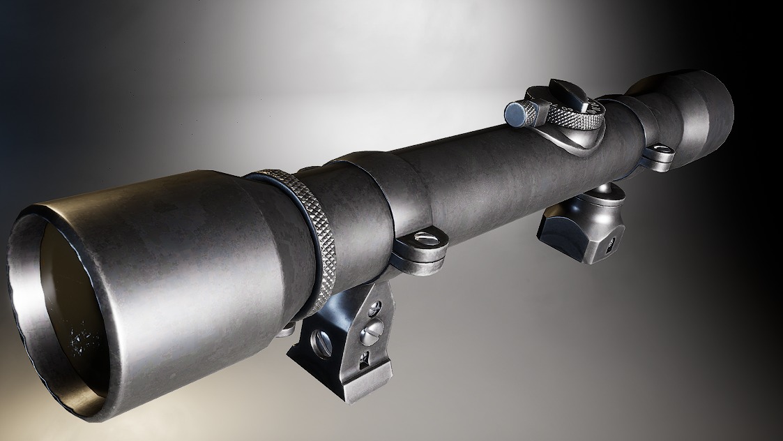 AAA Karabiner-98 Sniper Scope with mount Game Ready PBR Low-poly 3D model_9