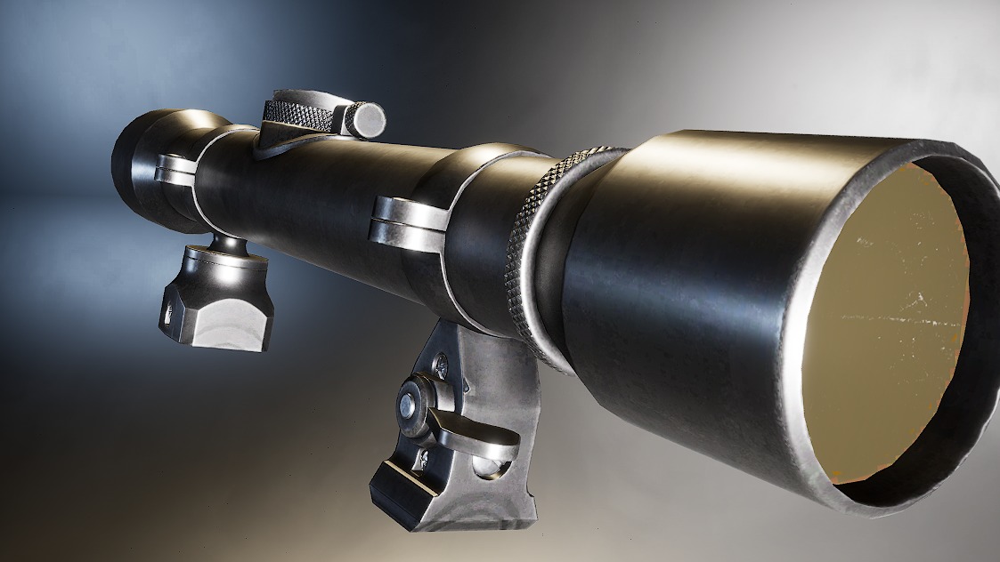 AAA Karabiner-98 Sniper Scope with mount Game Ready PBR Low-poly 3D model_3