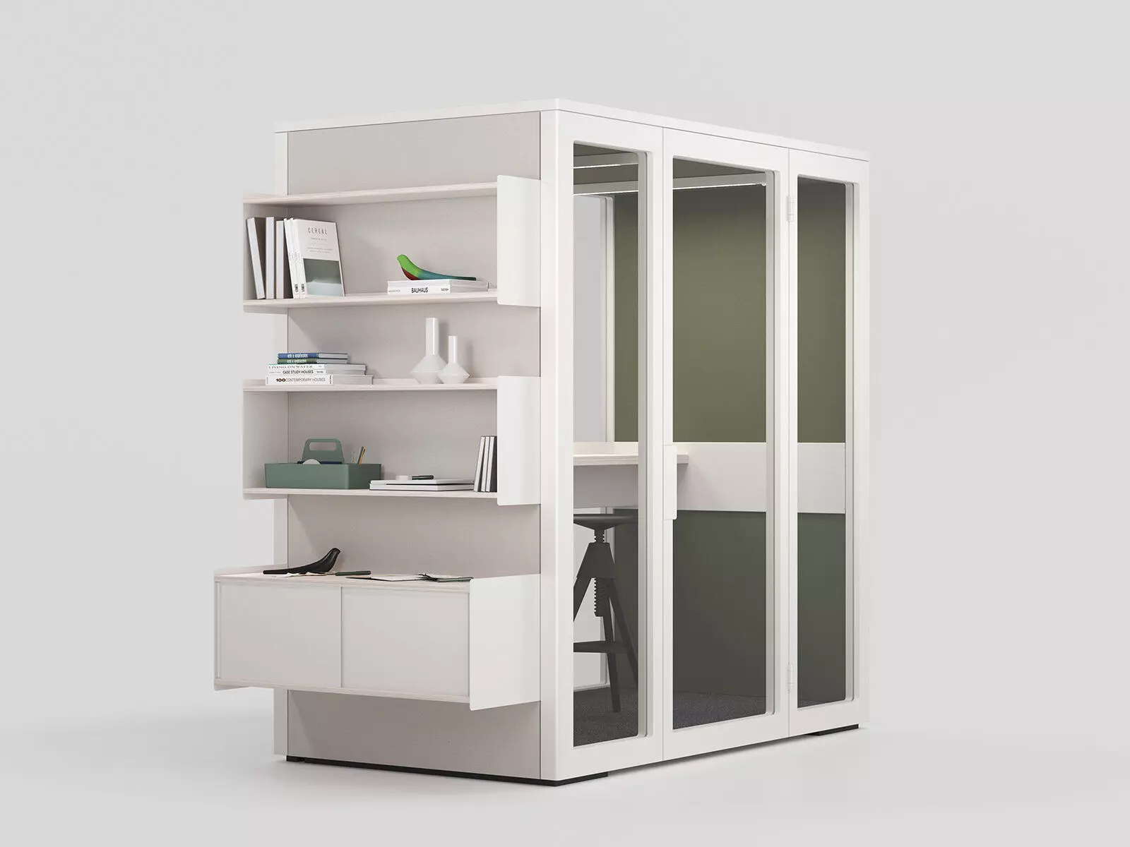 Talky M Meeting Pod with Shelves 3D model_0