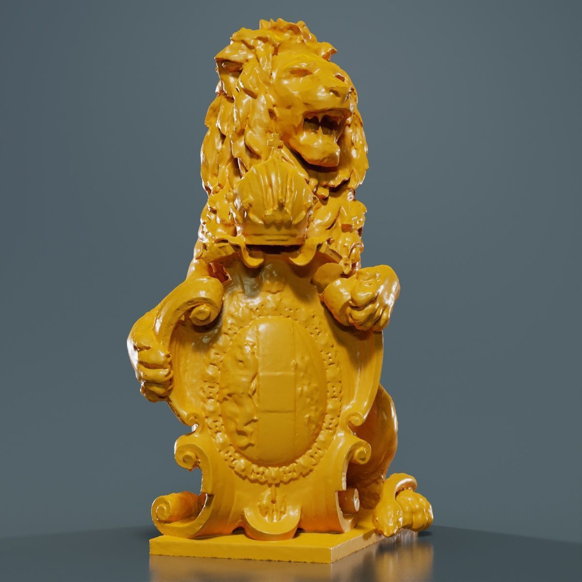 Lion Holding Shield 3D print model_10