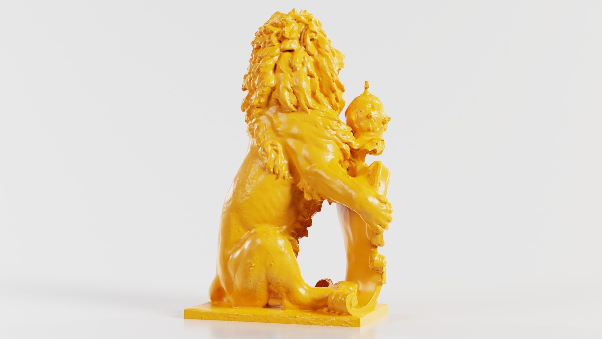 Lion Holding Shield 3D print model_1