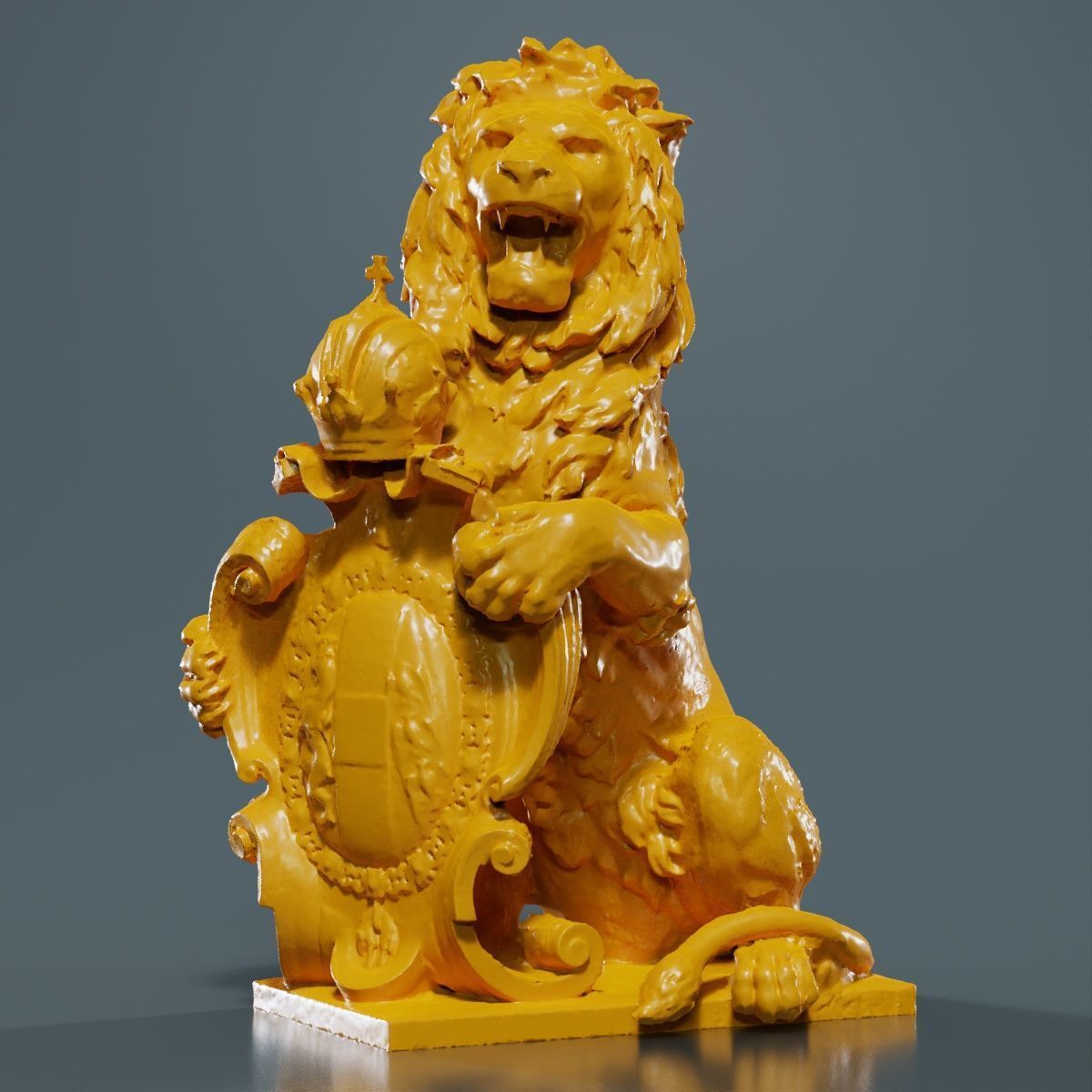 Lion Holding Shield 3D print model_9