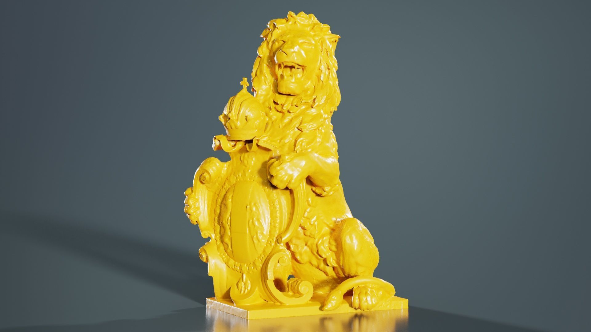 Lion Holding Shield 3D print model_7